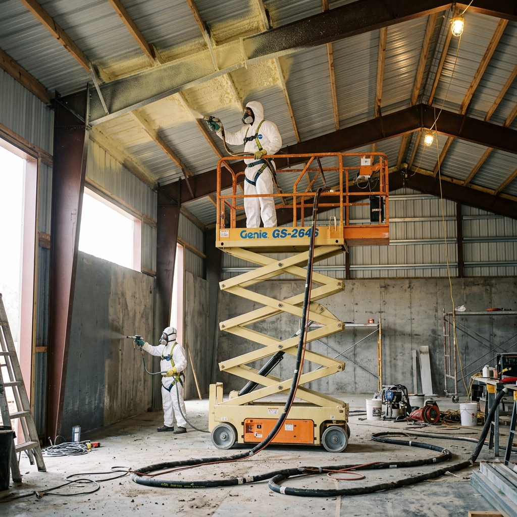 Mouton Insulation Commercial Spray Foam Crew in Action